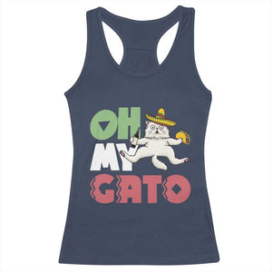 Funny Cinco De Mayo Drunk Cat Racerback Tank Top Oh My Gato TS12 Navy Print Your Wear