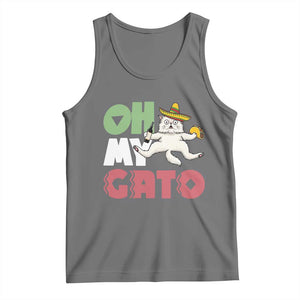 Funny Cinco De Mayo Drunk Cat Tank Top Oh My Gato TS12 Black Heather Print Your Wear