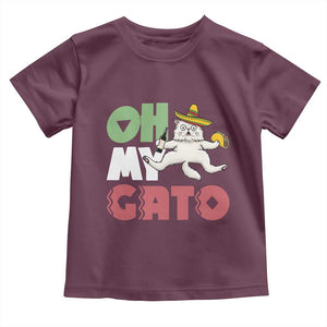 Funny Cinco De Mayo Drunk Cat Toddler T Shirt Oh My Gato TS12 Maroon Print Your Wear