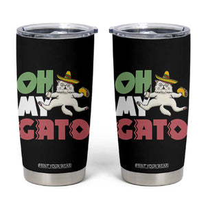Funny Cinco De Mayo Drunk Cat Tumbler Cup Oh My Gato TS12 Black Print Your Wear