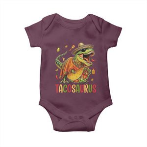 Cinco De Mayo Tacosaurus Baby Onesie Funny Dinosaur Taco Lover Gift TS12 Maroon Print Your Wear