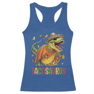 Cinco De Mayo Tacosaurus Racerback Tank Top Funny Dinosaur Taco Lover Gift TS12 Royal Blue Print Your Wear