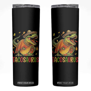 Cinco De Mayo Tacosaurus Skinny Tumbler Funny Dinosaur Taco Lover Gift TS12 Black Print Your Wear
