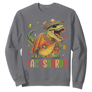 Cinco De Mayo Tacosaurus Sweatshirt Funny Dinosaur Taco Lover Gift TS12 Charcoal Print Your Wear