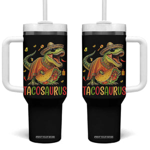 Cinco De Mayo Tacosaurus Tumbler With Handle Funny Dinosaur Taco Lover Gift TS12 One Size: 40 oz Black Print Your Wear