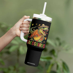 Cinco De Mayo Tacosaurus Tumbler With Handle Funny Dinosaur Taco Lover Gift TS12 Print Your Wear