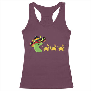 Funny Retro Game Tacosaurus Racerback Tank Top Cinco De Mayo Taco Lover Gift TS12 Maroon Print Your Wear