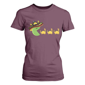 Funny Retro Game Tacosaurus T Shirt For Women Cinco De Mayo Taco Lover Gift TS12 Maroon Print Your Wear
