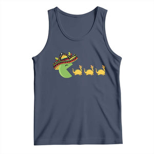 Funny Retro Game Tacosaurus Tank Top Cinco De Mayo Taco Lover Gift TS12 Navy Print Your Wear