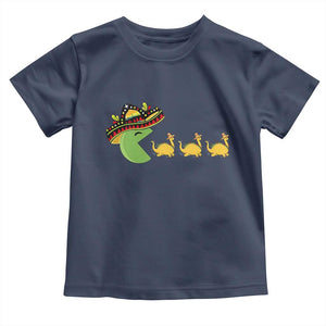 Funny Retro Game Tacosaurus Toddler T Shirt Cinco De Mayo Taco Lover Gift TS12 Navy Print Your Wear