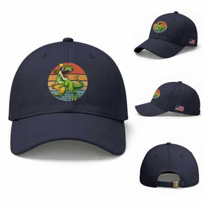 Vintage Dinosaur Taco Lover Baseball Cap Cinco De Mayo Gift TS12 Baseball Cap Universal Fit Navy Print Your Wear