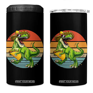 Vintage Dinosaur Taco Lover 4 in 1 Can Cooler Tumbler Cinco De Mayo Gift TS12 One Size: 16 oz Black Print Your Wear