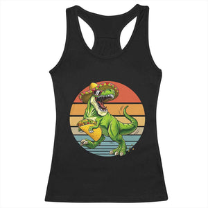Vintage Dinosaur Taco Lover Racerback Tank Top Cinco De Mayo Gift TS12 Black Print Your Wear