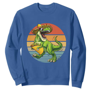 Vintage Dinosaur Taco Lover Sweatshirt Cinco De Mayo Gift TS12 Royal Blue Print Your Wear