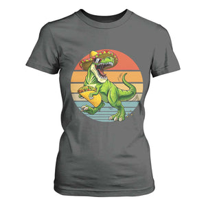 Vintage Dinosaur Taco Lover T Shirt For Women Cinco De Mayo Gift TS12 Dark Heather Print Your Wear