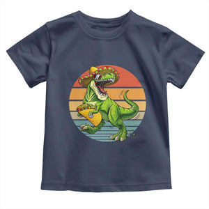 Vintage Dinosaur Taco Lover Toddler T Shirt Cinco De Mayo Gift TS12 Navy Print Your Wear