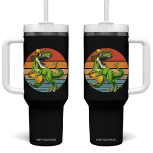 Vintage Dinosaur Taco Lover Tumbler With Handle Cinco De Mayo Gift TS12 One Size: 40 oz Black Print Your Wear