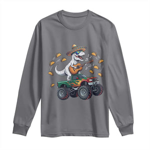 Funny Cinco De Mayo Dinosaur Monster Truck Long Sleeve Shirt Taco Lover Gift TS12 Charcoal Print Your Wear