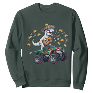 Funny Cinco De Mayo Dinosaur Monster Truck Sweatshirt Taco Lover Gift TS12 Dark Forest Green Print Your Wear