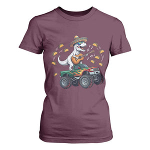 Funny Cinco De Mayo Dinosaur Monster Truck T Shirt For Women Taco Lover Gift TS12 Maroon Print Your Wear