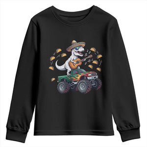 Funny Cinco De Mayo Dinosaur Monster Truck Youth Sweatshirt Taco Lover Gift TS12 Black Print Your Wear