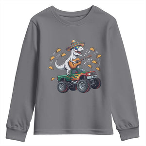Funny Cinco De Mayo Dinosaur Monster Truck Youth Sweatshirt Taco Lover Gift TS12 Charcoal Print Your Wear