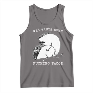Funny Taco Joke Adult Humor Gift Tank Top Who Wants Fucking Tacos TS12 Deep Heather Print Your Wear