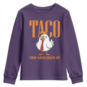Funny Taco Political Activism Youth Sweatshirt Trump Always Chickens Out TS12 Purple Print Your Wear