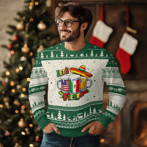 Funny Beer Drinking Cinco De Mayo Party Gift Ugly Christmas Sweater Lets Fiesta TS12 Beige Green Print Your Wear