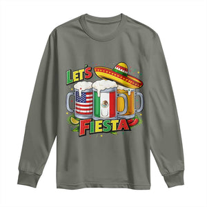 Funny Beer Drinking Cinco De Mayo Party Gift Long Sleeve Shirt Lets Fiesta TS12 Military Green Print Your Wear