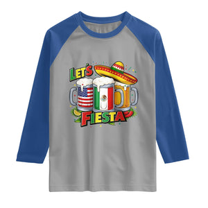 Funny Beer Drinking Cinco De Mayo Party Gift Raglan Shirt Lets Fiesta TS12 Sport Gray Royal Print Your Wear