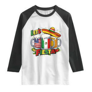 Funny Beer Drinking Cinco De Mayo Party Gift Raglan Shirt Lets Fiesta TS12 White Black Print Your Wear