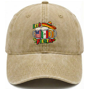 Funny Beer Drinking Cinco De Mayo Party Gift Washed Cotton Baseball Cap Lets Fiesta TS12 Print Your Wear