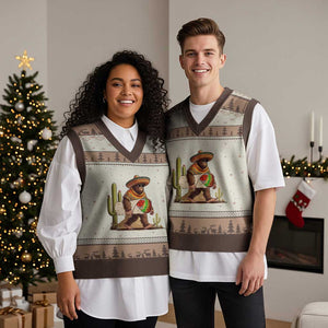 Funny Cinco De Mayo Bigfoot Burrito Lover Gift V-Neck Knit Sweater Vest TS12 Mocha Mousse Print Your Wear