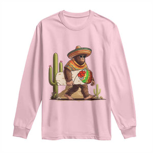 Funny Cinco De Mayo Bigfoot Burrito Lover Gift Long Sleeve Shirt TS12 Light Pink Print Your Wear