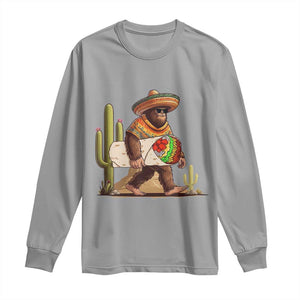 Funny Cinco De Mayo Bigfoot Burrito Lover Gift Long Sleeve Shirt TS12 Sport Gray Print Your Wear