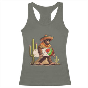 Funny Cinco De Mayo Bigfoot Burrito Lover Gift Racerback Tank Top TS12 Military Green Print Your Wear