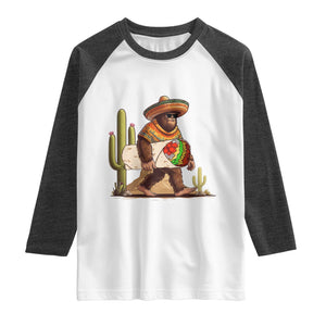 Funny Cinco De Mayo Bigfoot Burrito Lover Gift Raglan Shirt TS12 White Heather Charcoal Print Your Wear