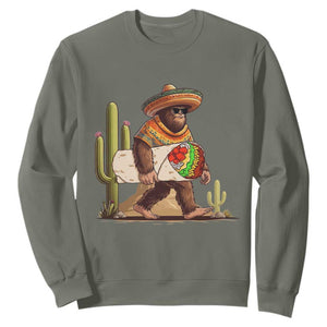 Funny Cinco De Mayo Bigfoot Burrito Lover Gift Sweatshirt TS12 Military Green Print Your Wear