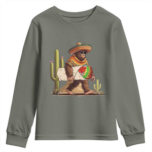 Funny Cinco De Mayo Bigfoot Burrito Lover Gift Youth Sweatshirt TS12 Military Green Print Your Wear