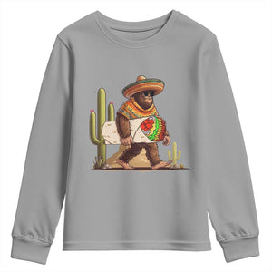 Funny Cinco De Mayo Bigfoot Burrito Lover Gift Youth Sweatshirt TS12 Sport Gray Print Your Wear