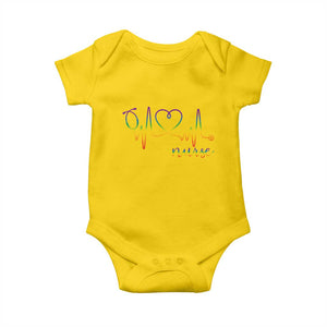 Nurse Heartbeat Rainbow Heart LGBTQ Pride Baby Onesie Medical Professional Support