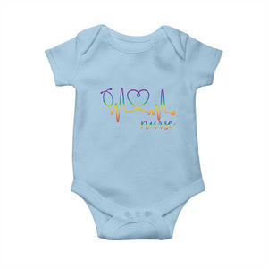 Nurse Heartbeat Rainbow Heart LGBTQ Pride Baby Onesie Medical Professional Support