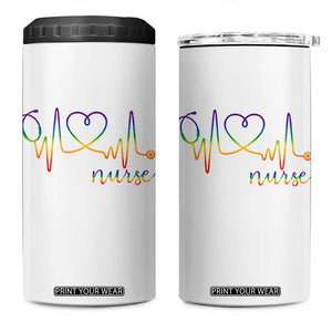 Nurse Heartbeat Rainbow Heart LGBTQ Pride 4 in 1 Can Cooler Tumbler Medical Professional Support TS12 One Size: 16 oz White Print Your Wear