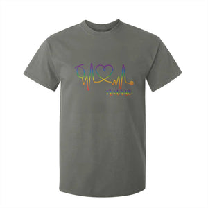 Nurse Heartbeat Rainbow Heart LGBTQ Pride T Shirt For Kid Medical Professional Support TS12 Military Green Print Your Wear