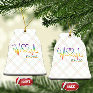 Nurse Heartbeat Rainbow Heart LGBTQ Pride Ceramic Ornament Medical Professional Support TS12 Print Your Wear