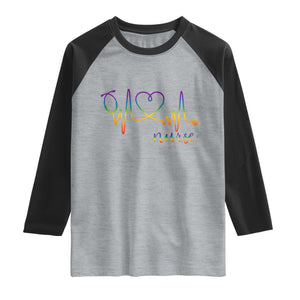 Nurse Heartbeat Rainbow Heart LGBTQ Pride Raglan Shirt Medical Professional Support TS12 Heather Gray Black Print Your Wear