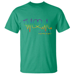 Nurse Heartbeat Rainbow Heart LGBTQ Pride T Shirt Medical Professional Support TS12 Irish Green Print Your Wear