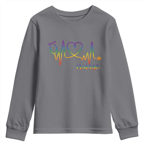 Nurse Heartbeat Rainbow Heart LGBTQ Pride Youth Sweatshirt Medical Professional Support