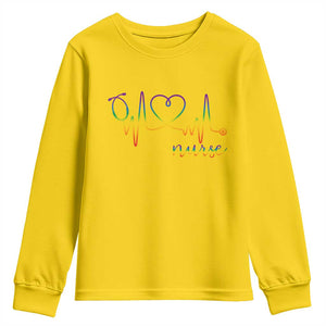 Nurse Heartbeat Rainbow Heart LGBTQ Pride Youth Sweatshirt Medical Professional Support